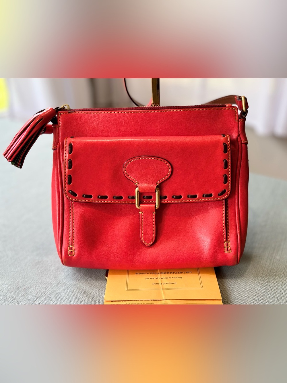 Dooney & Bourke Persimmon Florentine Leather Shoulder Bag with Strap Extender